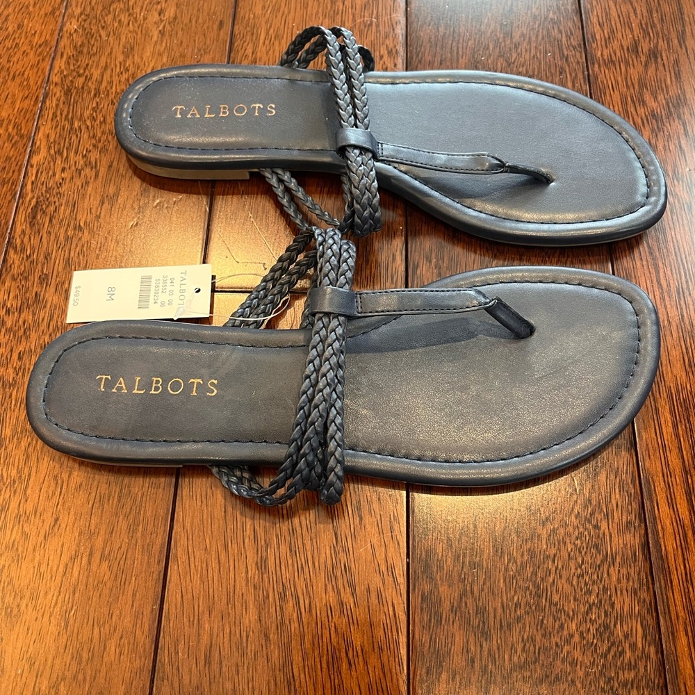 NWT Talbots navy sandals size 8